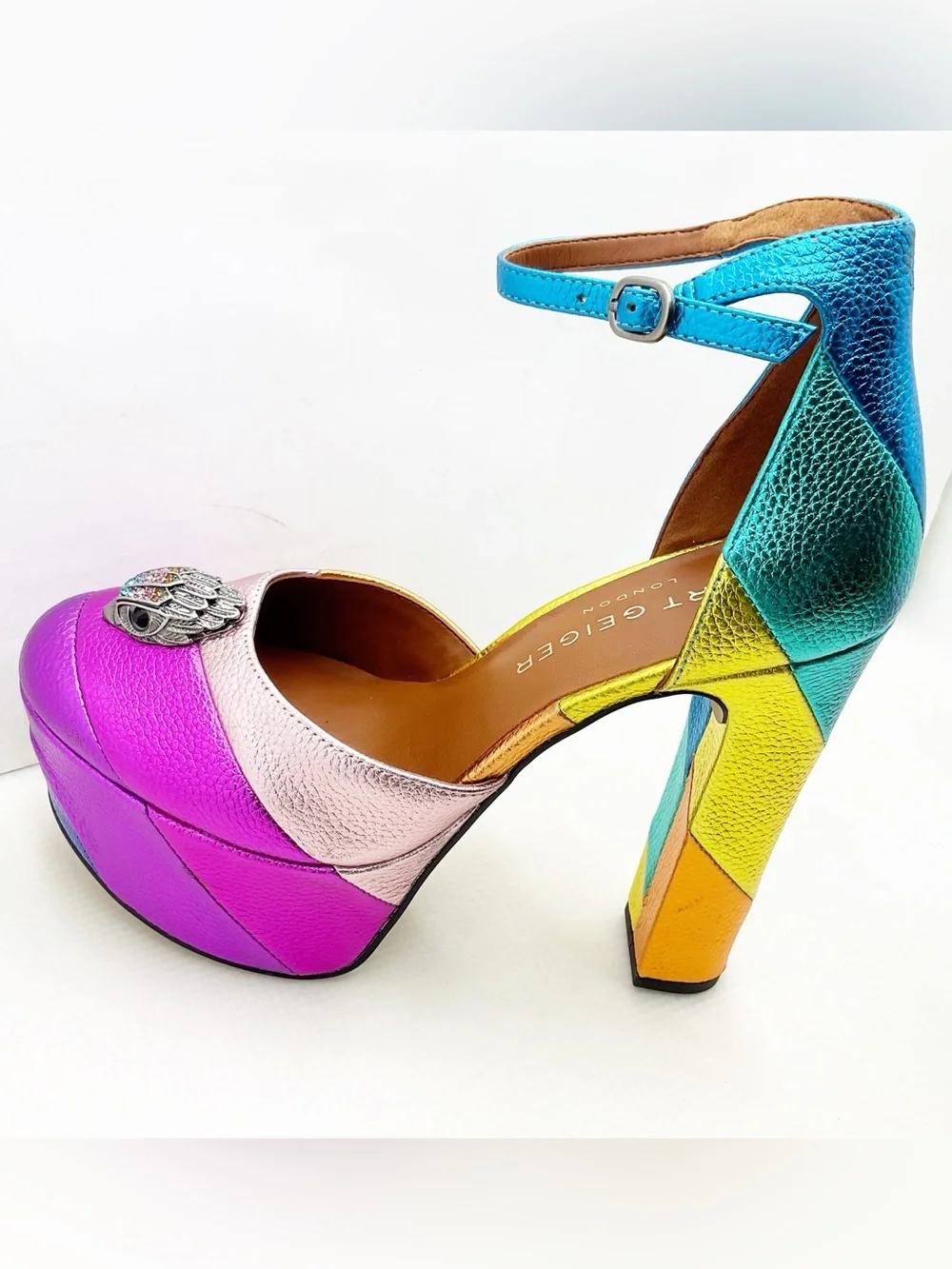 🆕{Kurt Geiger London} Kensington Leather Embellished High Heel Platform Pumps
